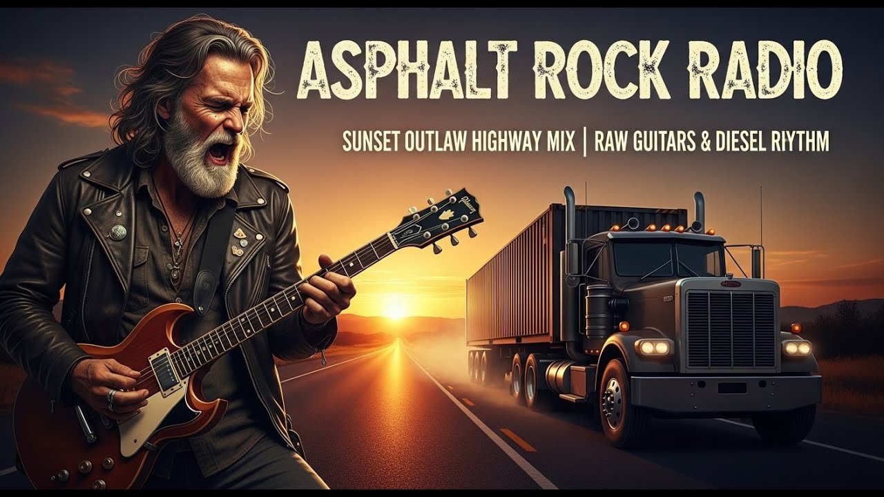 ASPHALT ROCK RADIO &ndash; SUNSET OUTLAW HIGHWAY MIX | RAW GUITARS & DIESEL RHYTHM | #OutlawSunsetRide