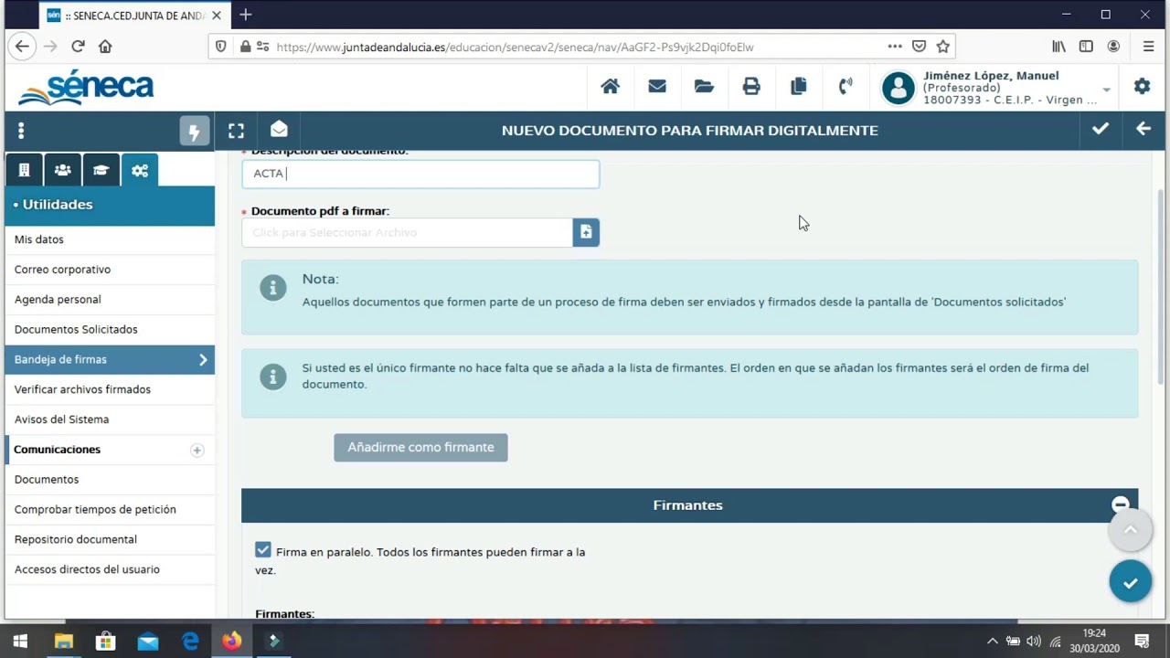 TUTORIAL SÉNECA: COMPARTIR DOCUMENTO PARA SU FIRMA DIGITAL.