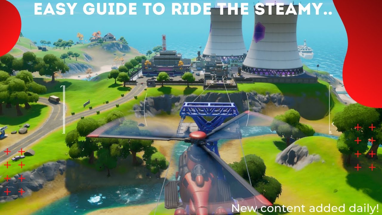 How To Ride the Steamy Stacks, a Zipline, and use a Secret Passage in a Single Match(Easy Fortnite)
