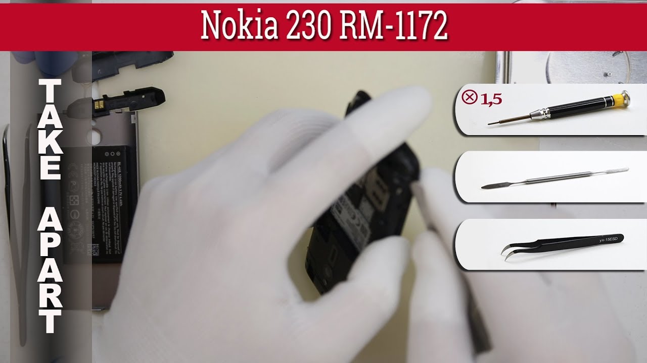 Как разобрать 📱 Nokia 230 RM-1172 / RM-1173 Разборка и ремонт