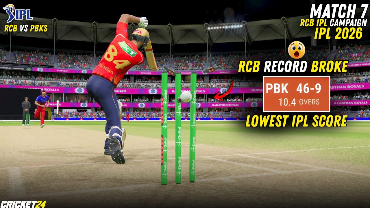 😱 PBKS Collapsed to 46! RCB Breaks Their Own IPL Record 🤯 | RCB vs PBKS | Cricket 24