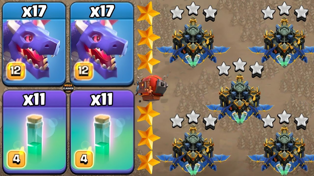 TH17 NEW ATTACK STRATEGY! Dragon With Invisible Spell : CLASH OF CLANS #3