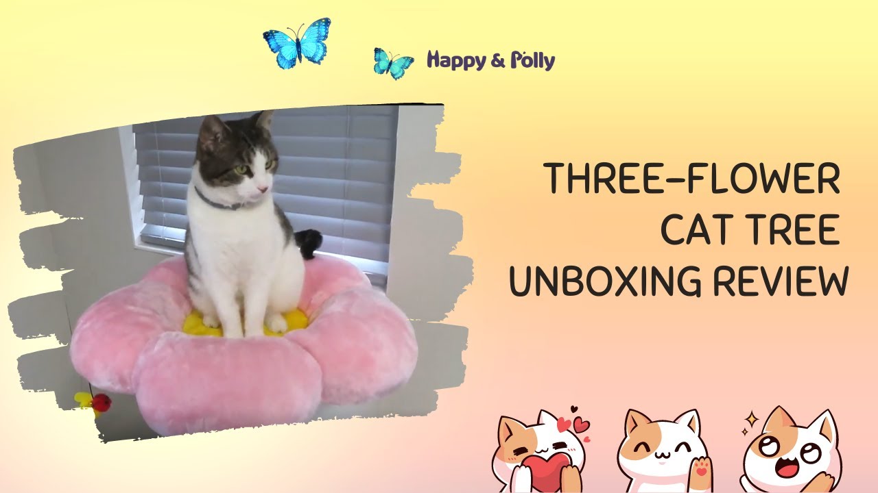 How to Build the Three Flower Cat Tree& Unboxing Review| Happy&Polly