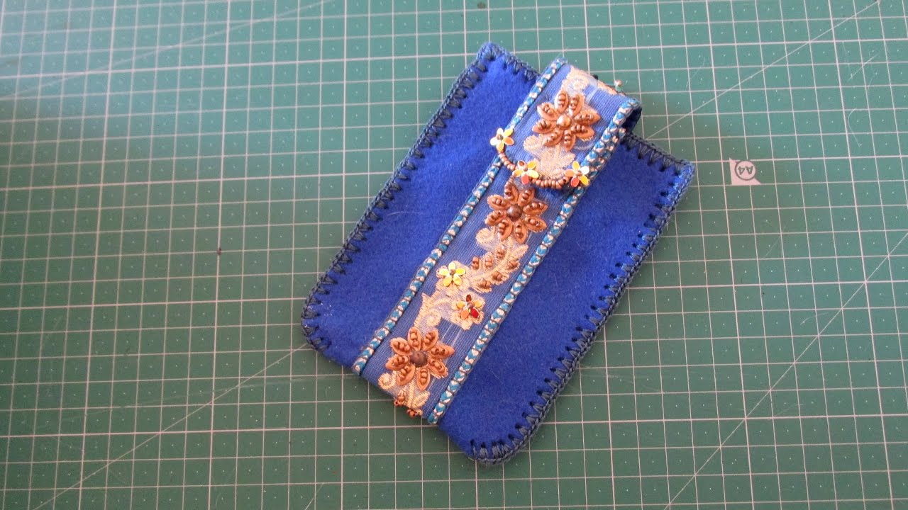 How to make a felt phone pouch with decoration - DIY sewing project - #46