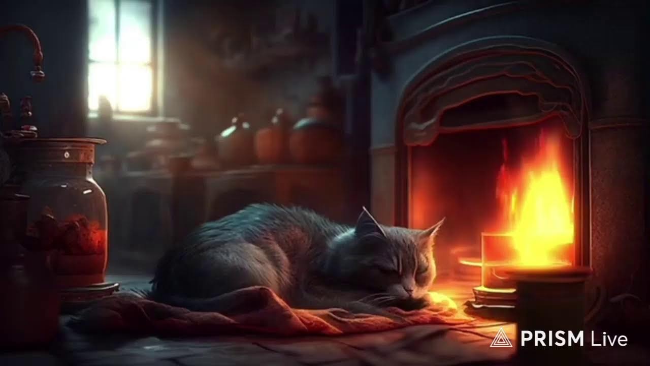 ( LİVE 24/7 ) Cozy Fireplace Ambience 🔥 Soft, Piano Rain & Snow Sounds For Deep Sleep & Relaxsing