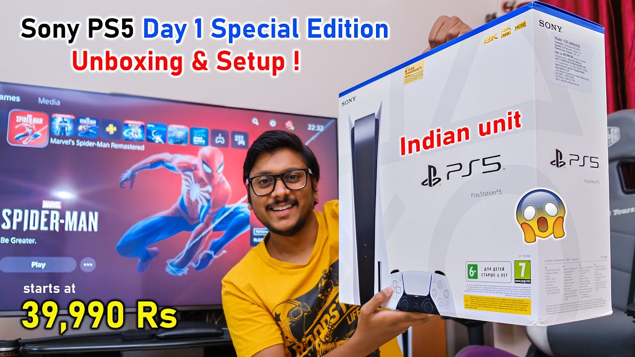 Sony PS5 Indian Unit Unboxing & Setup... Day 1 Special Edition 🤯🔥
