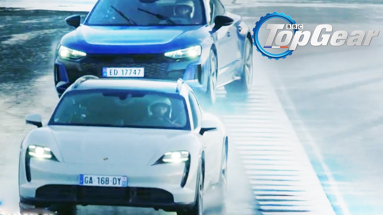 Course : Audi e-tron GT VS Porsche Taycan sur une piste gelée ! 🥶