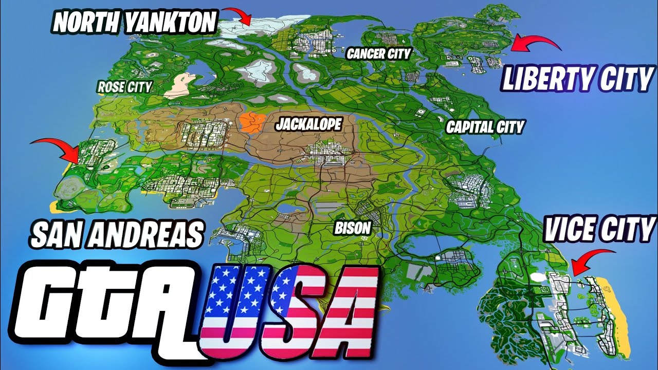 Visiting USA MAP GTA San Andreas (Stars & Stripes) All Maps
