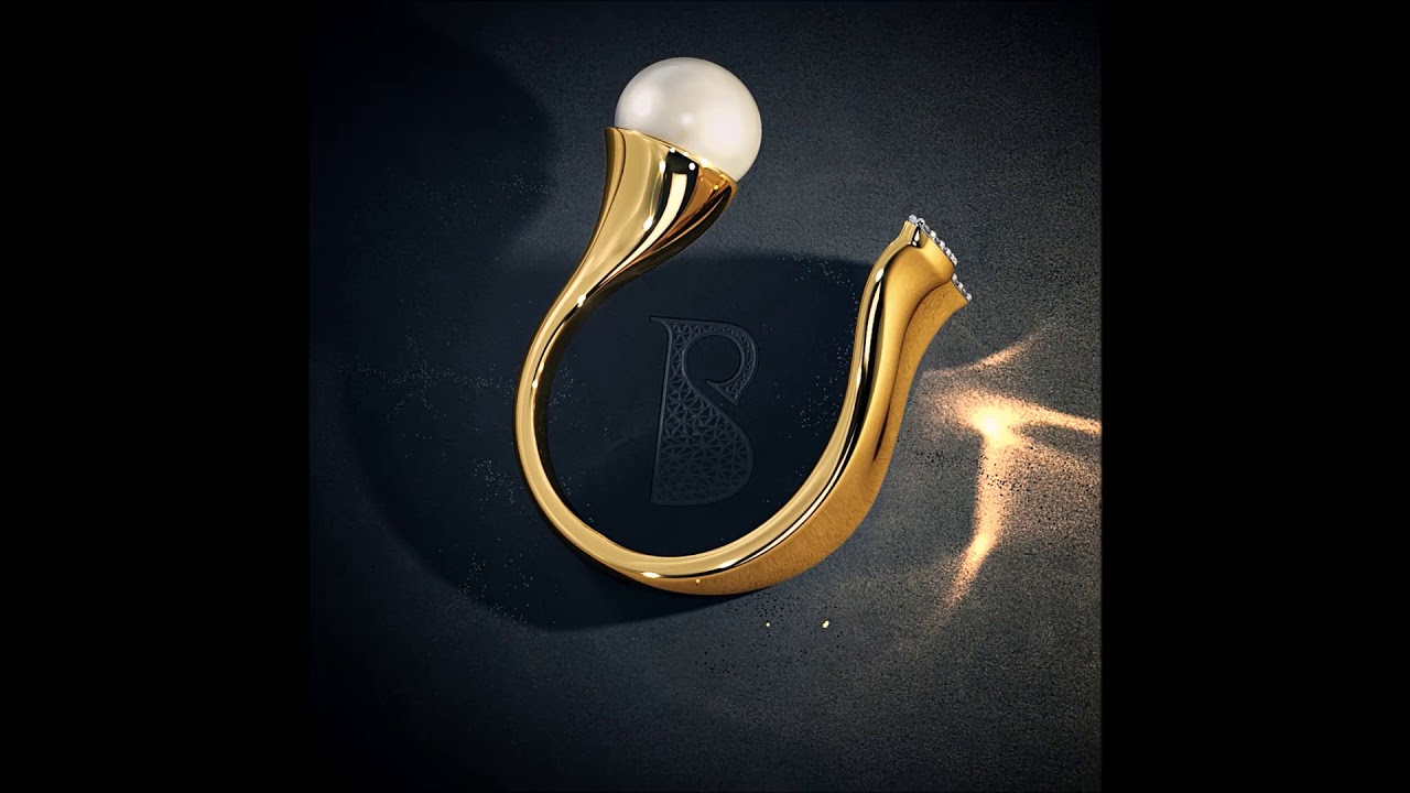 Diamond And White Pearl Ring In 18Kt Yellow Gold