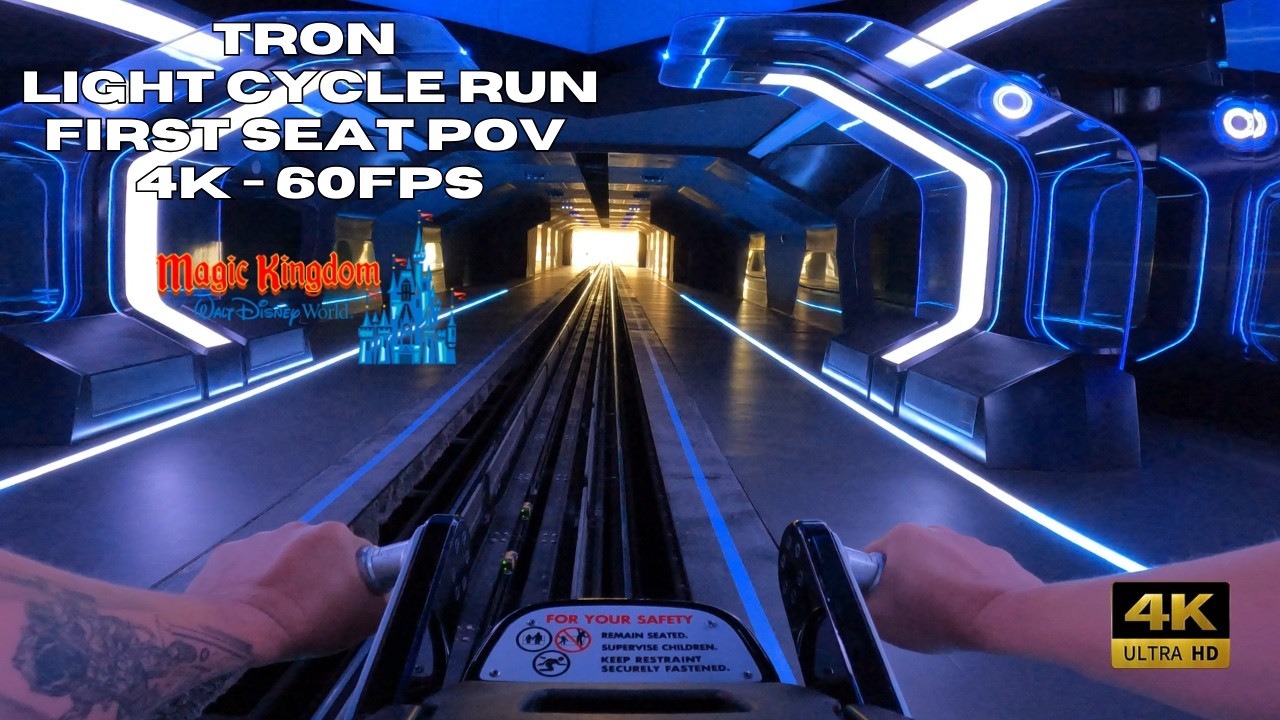 TRON Light Cycle Roller Coaster POV Front Seat 4K | Disney World's Futuristic Attraction