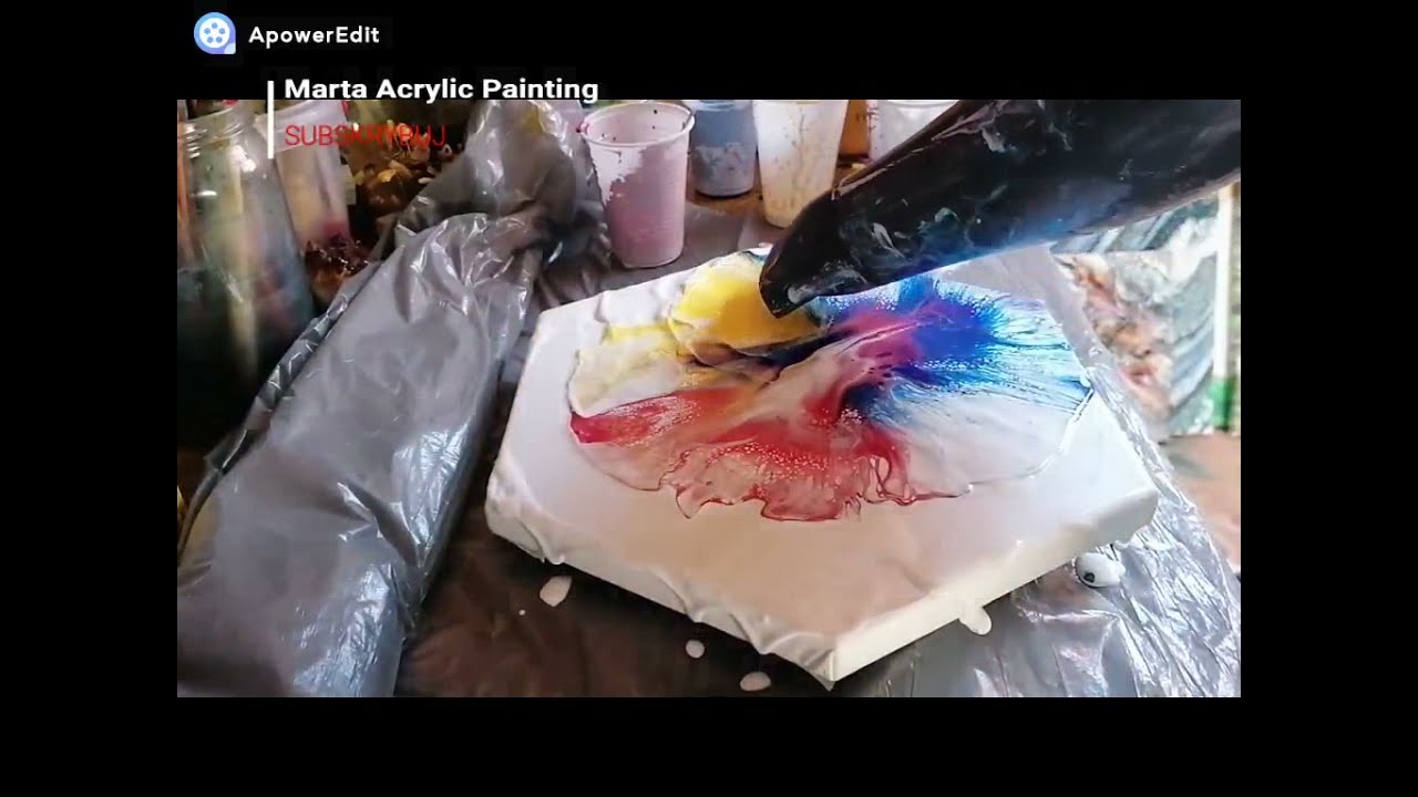 Acrylic Pouring PO POLSKU - DUTCH POUR (obraz wylewany) -  suszarka, podkład PVA M-F
