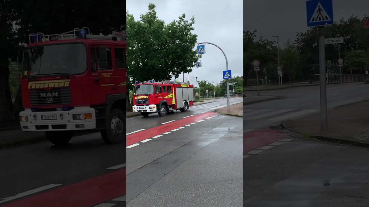 LF 16/12 der FF Mellendorf (Gemeinde Wedemark) eilt von T&uuml;r&ouml;ffnung zu Schwelbrand im Ortsteil Elze