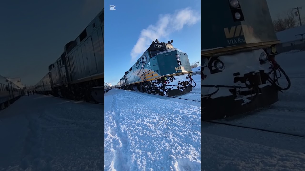 The VIA Train Leaving The Pas Train numbers 6455 and 6428 on February th28 2026