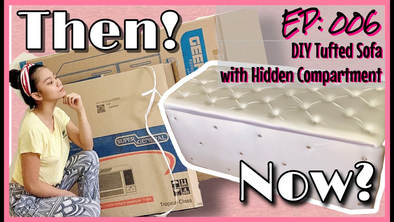 EASY DIY  ELEGANT TUFTED SOFA/STORAGE ( cheap home decor philippines)