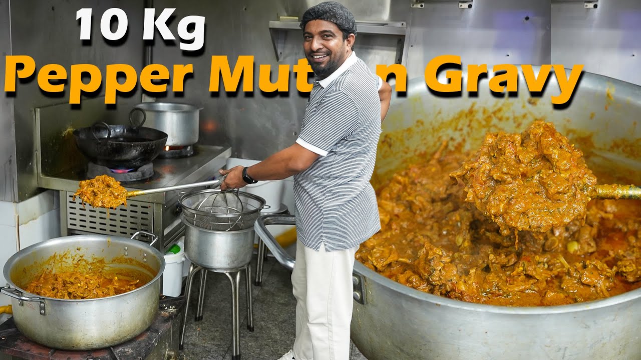 10 Kg Pepper Mutton Gravy | Bulk Cooking with Jabbar Bhai