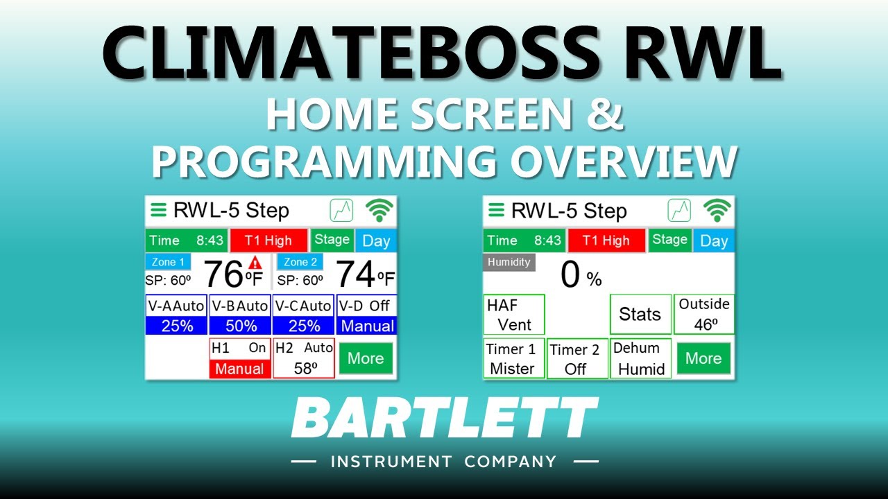 Bartlett ClimateBoss RWL | Home Screen and Programming Overview