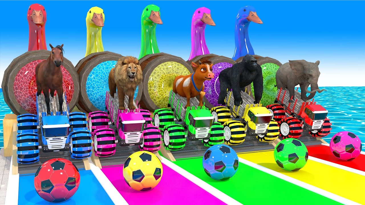 Long Slide Game With Elephant Gorilla Buffalo Hippopotamus Tiger 3d Animal Game Funny 3d Animals