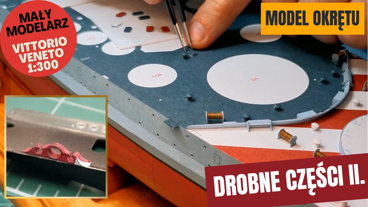 Drobne części w modelarstwie kartonowym #2  Falochron, kluza, włazy, kabestan. Okręt Vittorio Veneto