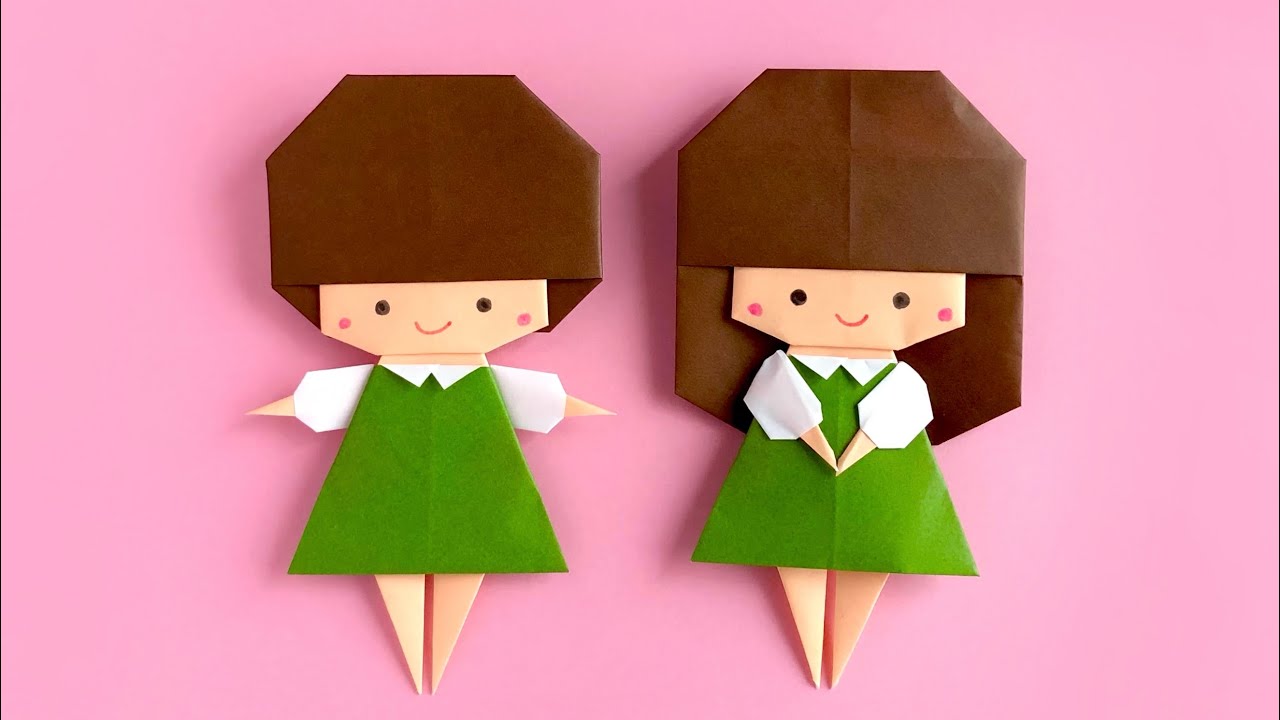 【折り紙】長袖の女の子の作り方（「人形の作り方」から少し修正箇所があります）