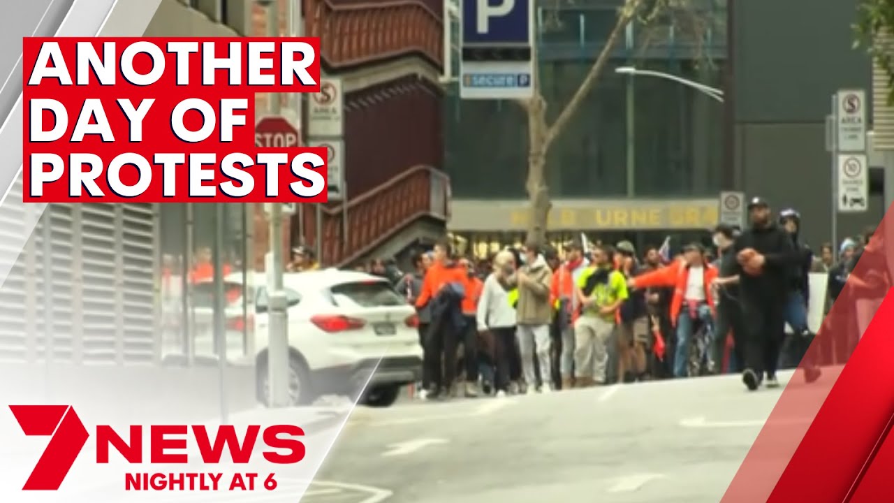 Another day of protests in Melbourne, police respond | 7NEWS