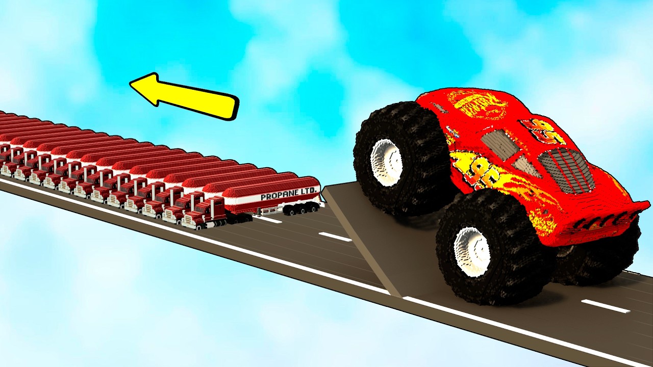 CARS vs 50 PROPANE TRUCKS in Teardown