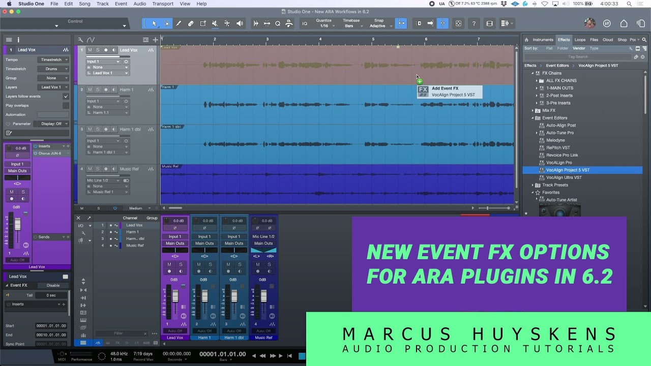 New Event FX ARA Workflows in Studio One 6.2