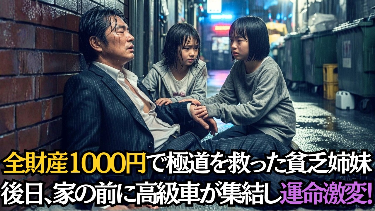 ボロボロの極道を1,000円で救った極貧姉妹。翌日、家の前を埋め尽くす黒塗りの車が現れ「オーナーをお迎えにあがりました」→地上げ屋の顔面が蒼白に【感動する話】