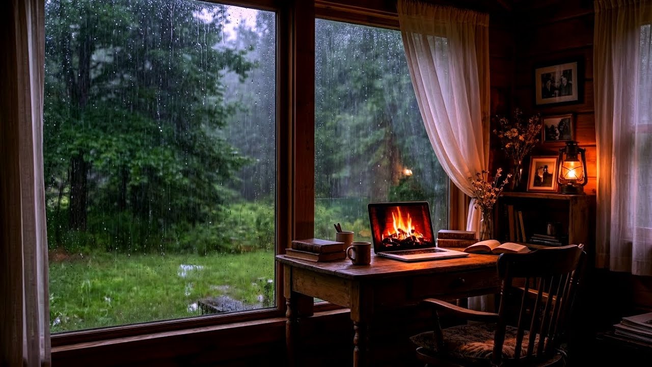 Deep Focus Rain Study Lofi Heavy Rain Ambience | Chill & Work [ASMR]