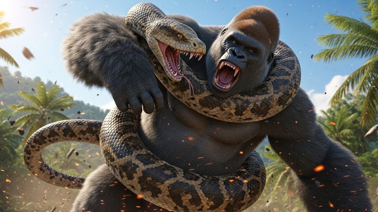 GIANT GORILLA vs MONSTER PYTHON 🦍🐍 | Most Brutal Jungle Fight Ever
