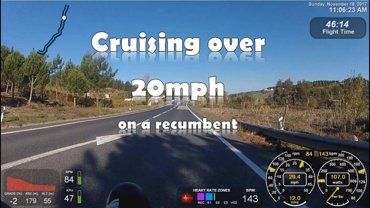 Cruising over 20mph on a recumbent bicycle