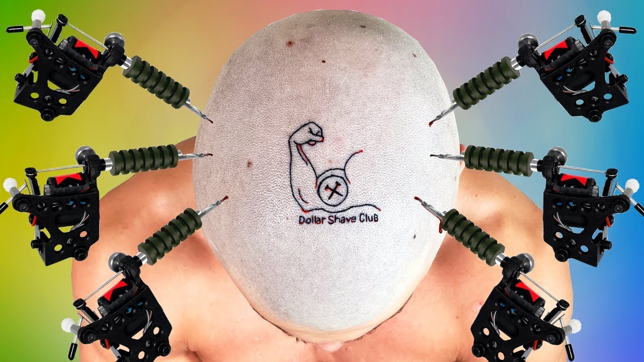 Tattoo Needle VS My Bald Head *EXTREME PAIN* | Bodybuilder VS World's Most Painful Tattoo