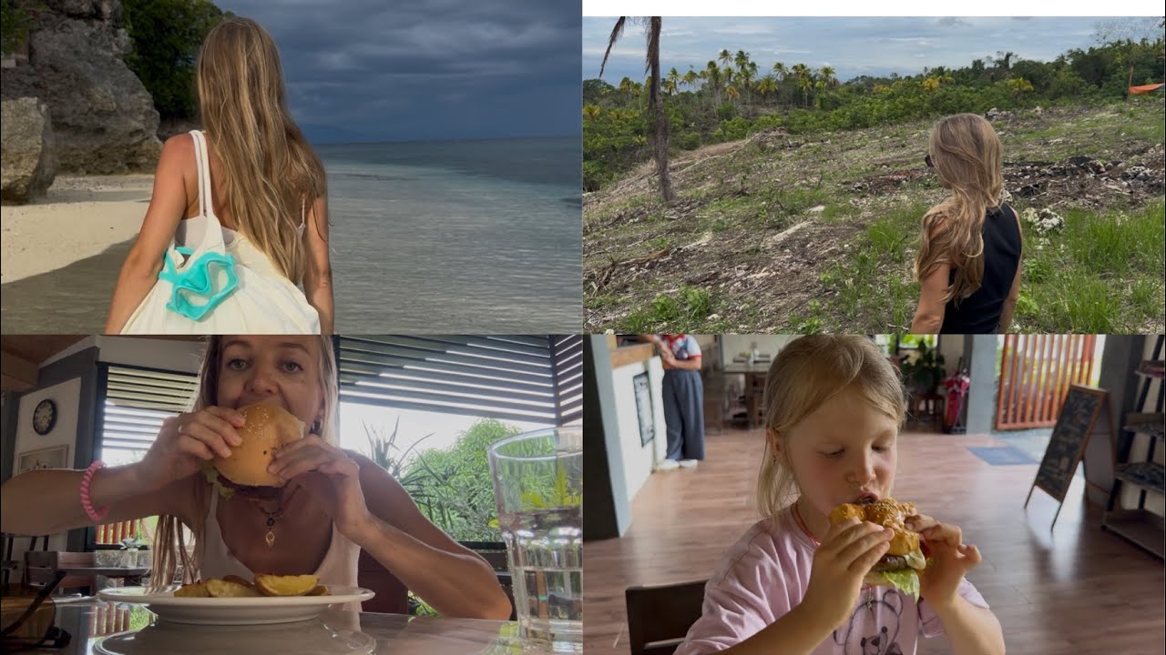 An eventful day😋, we visited our land! 🌏We're eating our first 🍔 with friends! 💕