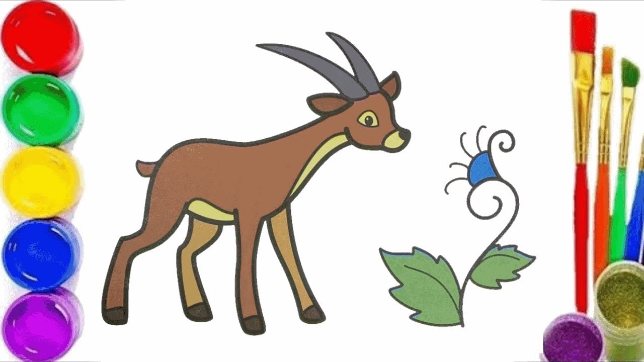 How to Draw a Antelope for kids | Simple animals drawing and painting for children