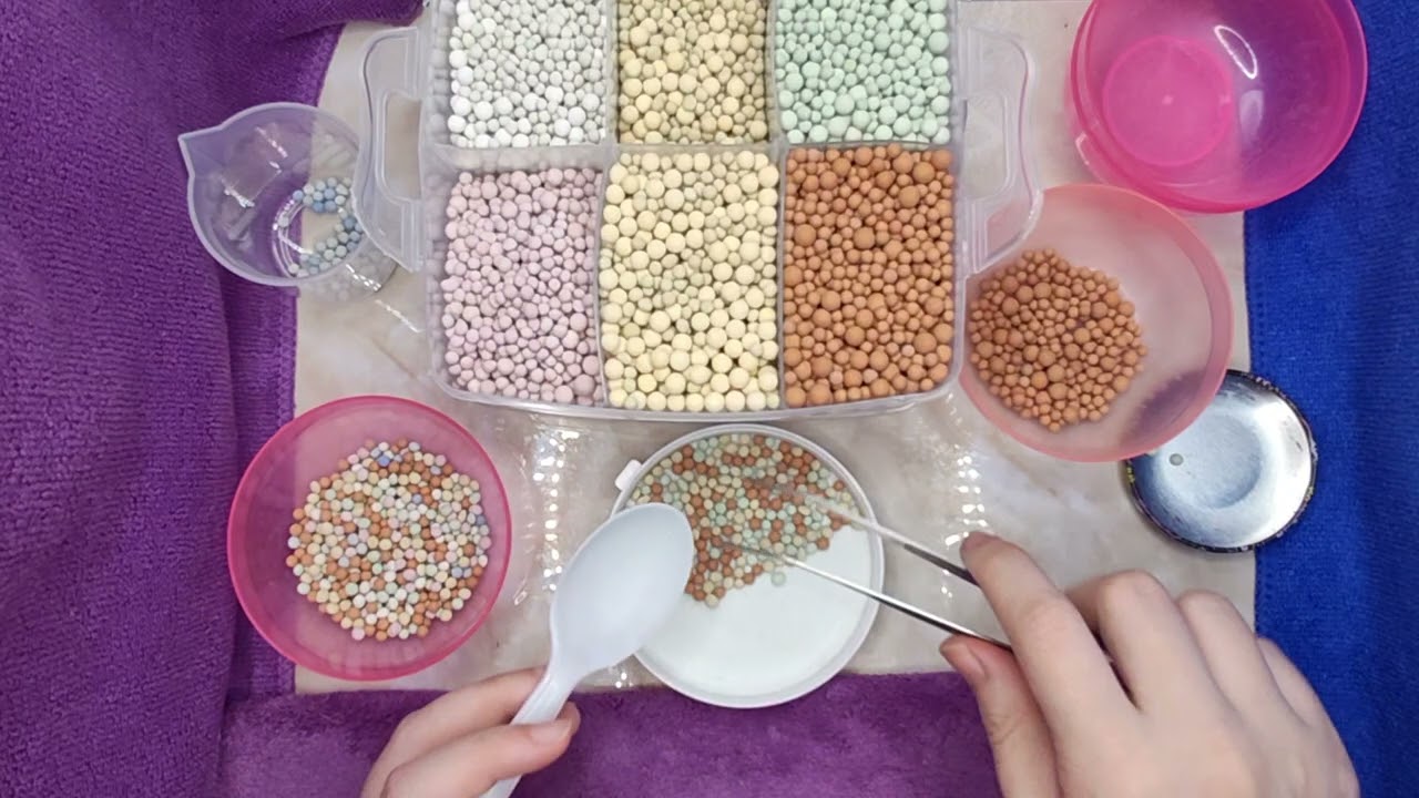 [ASMR] Classify colorful small objects/stones/glazed/ceramic balls/gravel into plastic boxes