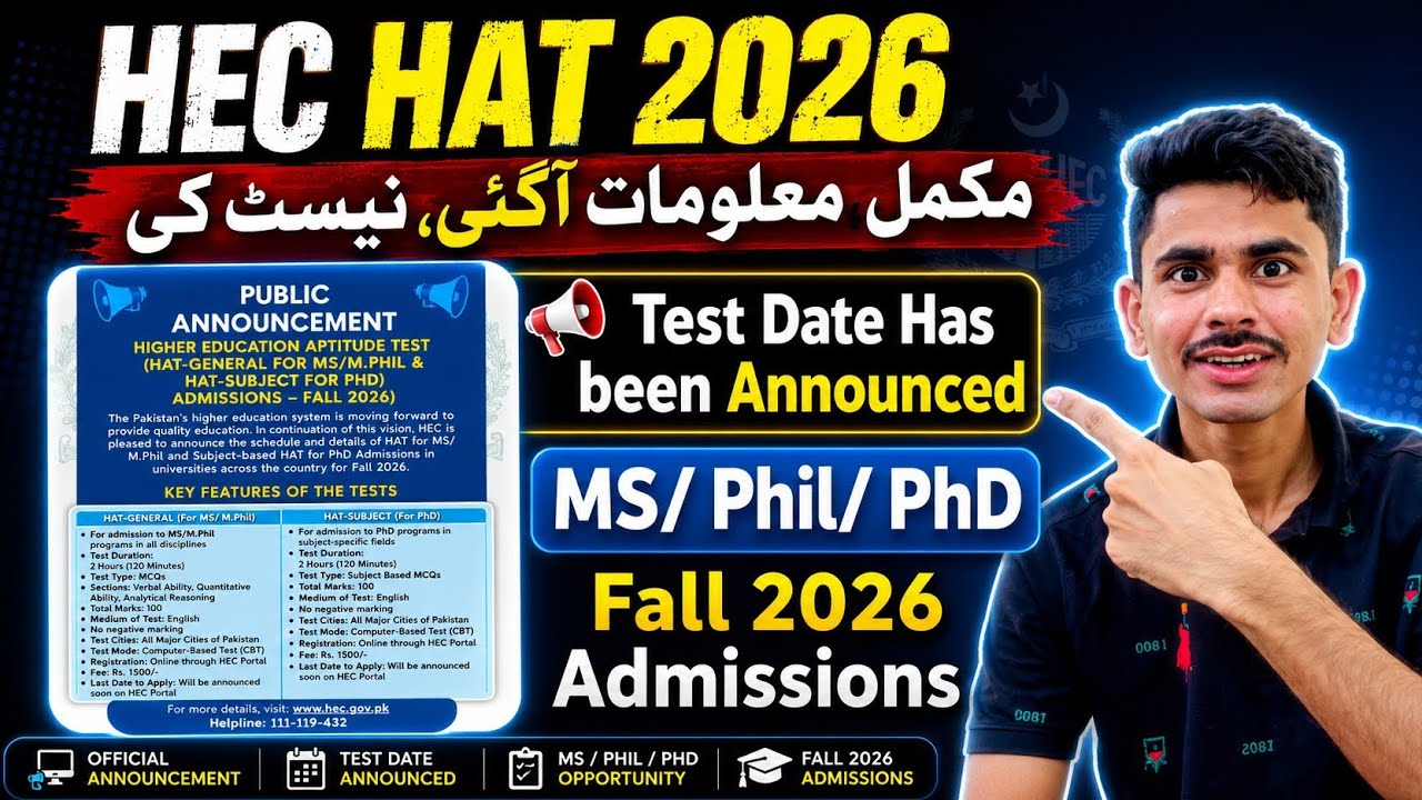 HEC HAT 2026 New Admission Policy | MS MPhil PhD Admissions in Pakistan | HEC HAT Fall 2026