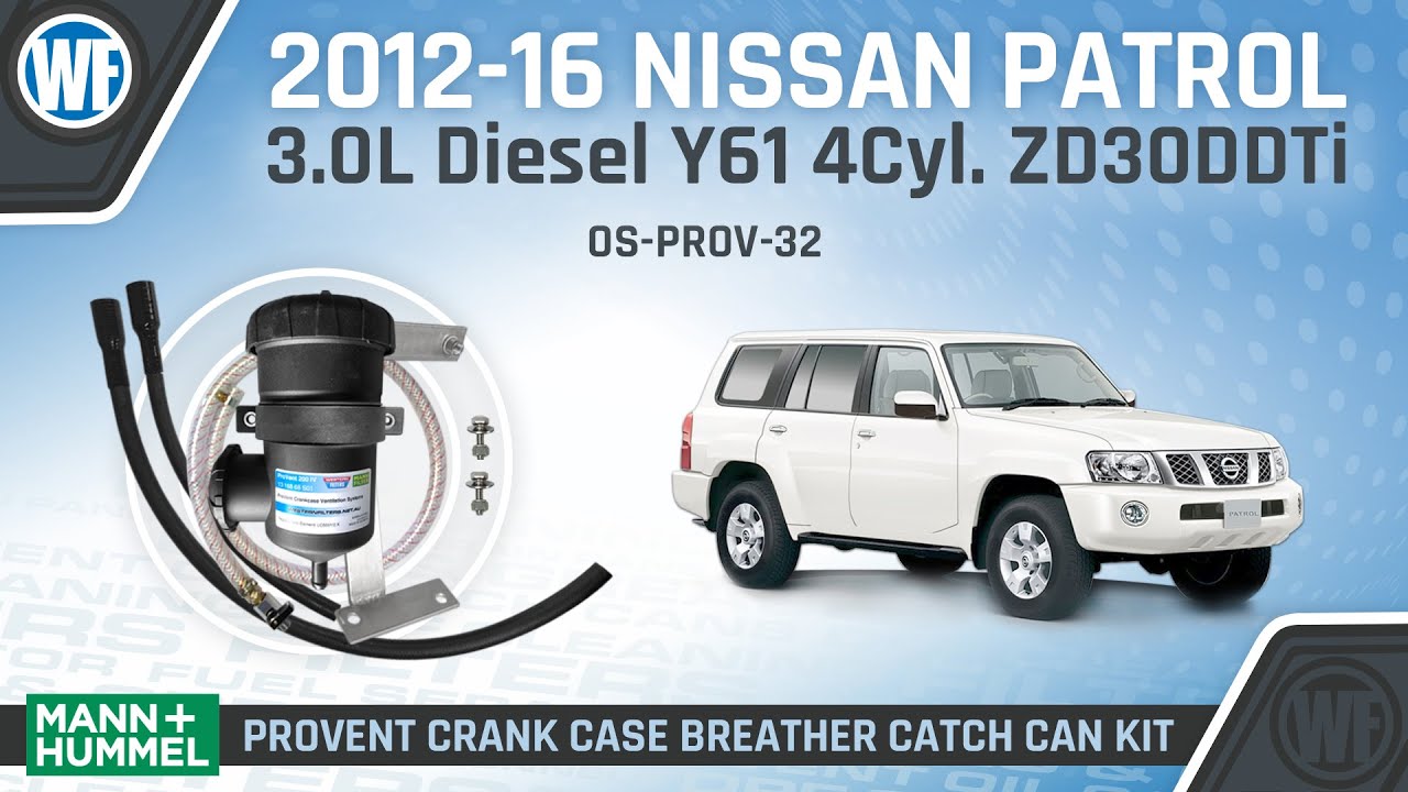 Provent Catch Can Kit Install for Nissan Patrol 2012-16 3.0L Y61 ZD30DDTi I4 Diesel - OS-PROV-32