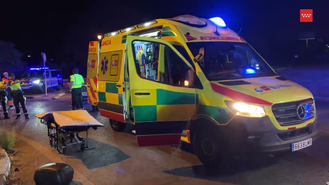 Accidente de tráfico de un motorista en estado crítico. m-511 km. 1. Pozuelo de Alarcón