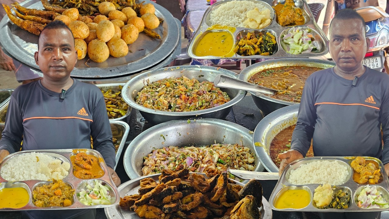 Best Roadside Dhaba in Bhubaneswar | Huge Mutton & Chicken Thali | Indian Street Food