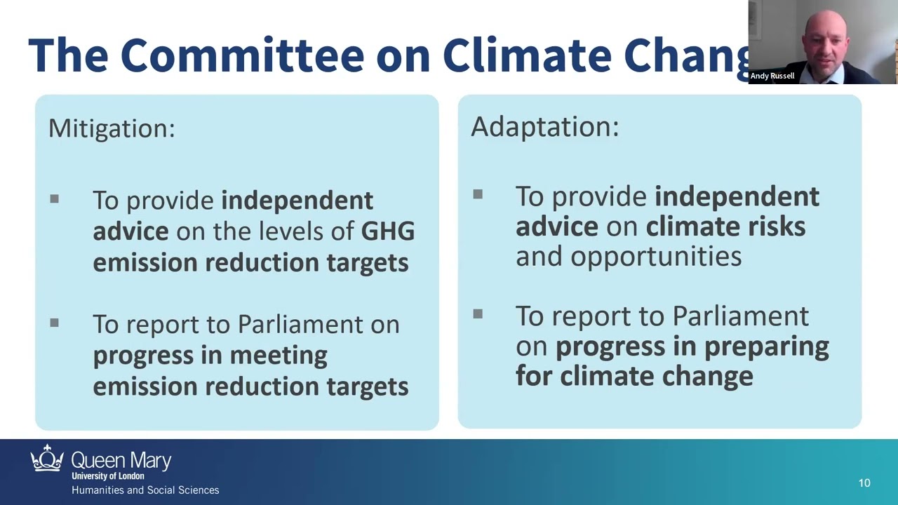 The UK Climate Change Adaptation Policy Framework by Dr Andy Russell (3/05/22)