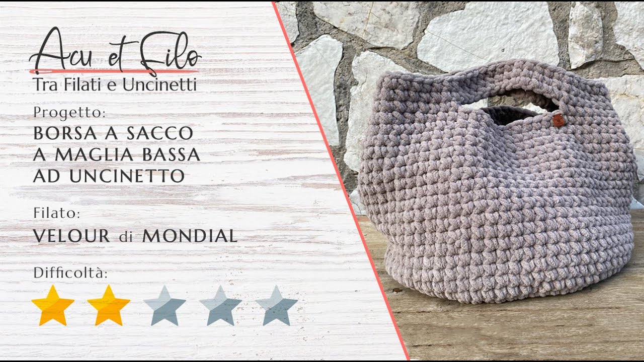 Tutorial borsa a sacco Velour Mondial ad uncinetto