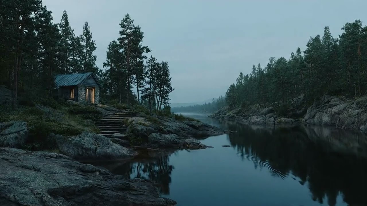 Secluded Forest Cabin ❄️ Dark Jazz Ambience (1 Hour)