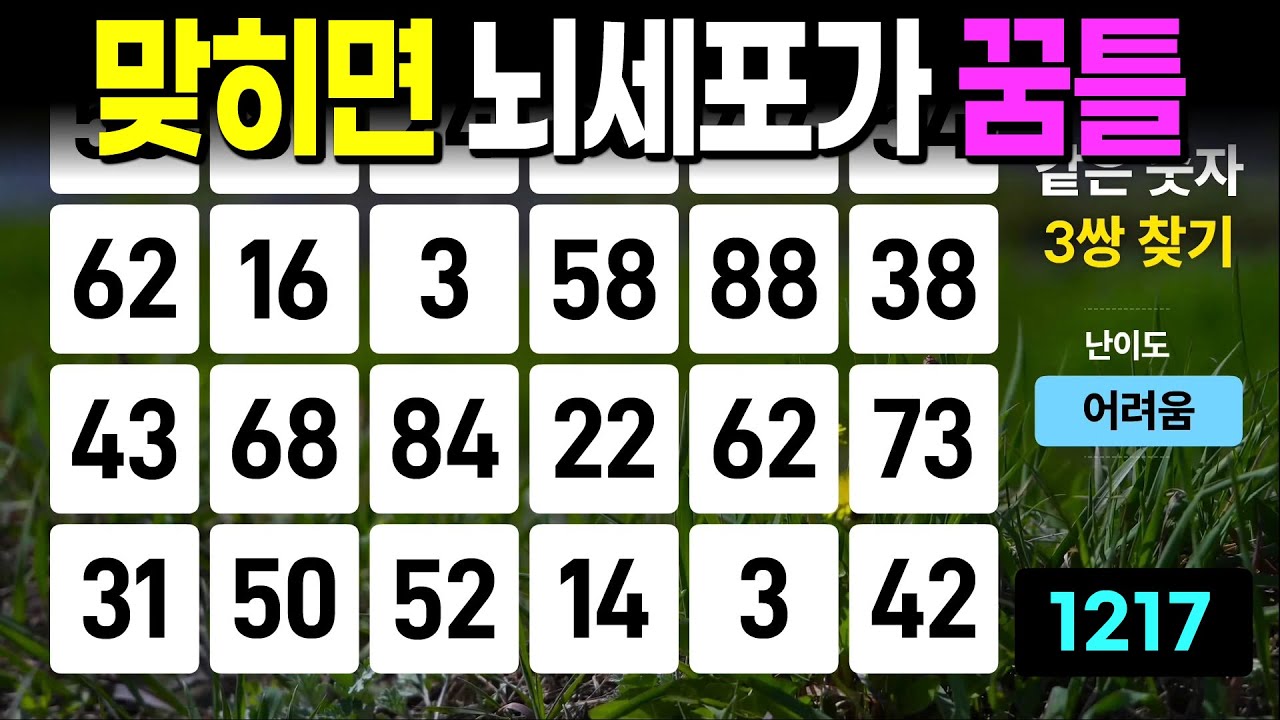 맞히면 뇌세포가 꿈틀 - 같은숫자찾기, 치매예방퀴즈, 치매예방활동, 숫자퀴즈, 숫자찾기, 단어퀴즈, 치매테스트