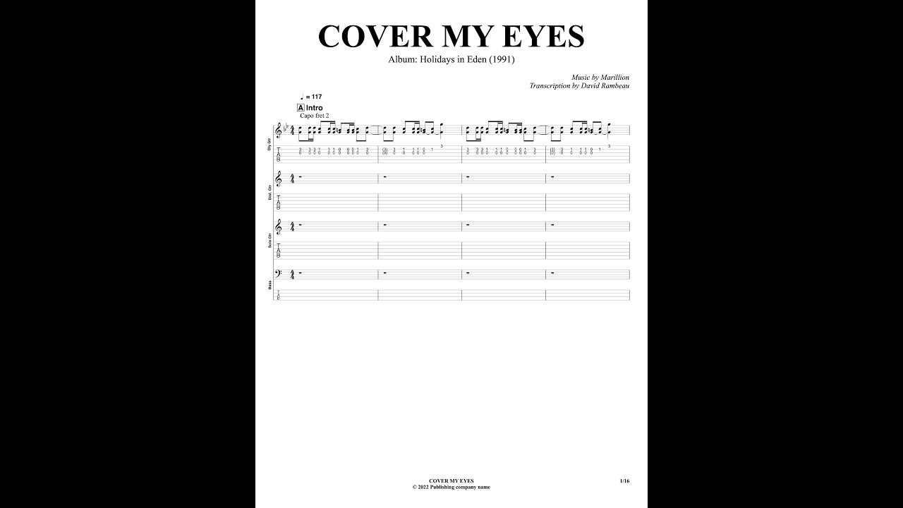 Learn to play COVER MY EYES (Marillion) with Tab
