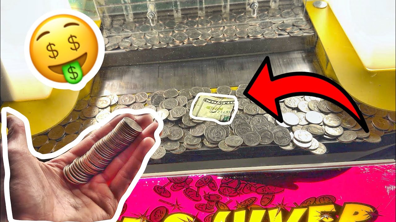 $10 CHALLENGE On An Arcade Coin Pusher! 😱HUGE PROFIT! 