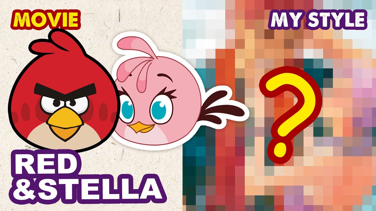 Drawing Angry Birds Characters: Red & Stella in my semi-realistic style | Huta Chan