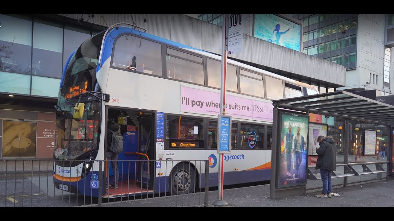 United Kingdom, Manchester, double decker bus 86 ride from Picadilly Gardens to Kensington Road