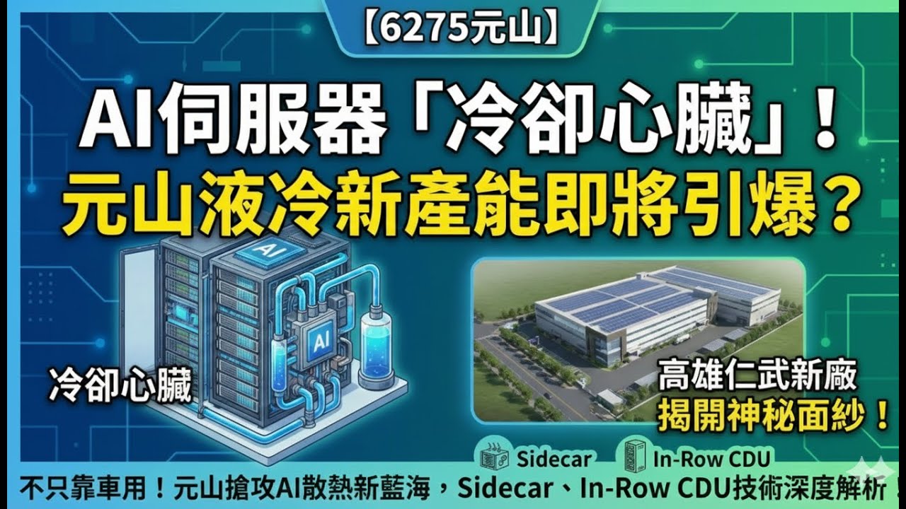 6275元山：AI伺服器「冷卻心臟」！液冷新產能即將引爆？揭開仁武新廠的神秘面紗！