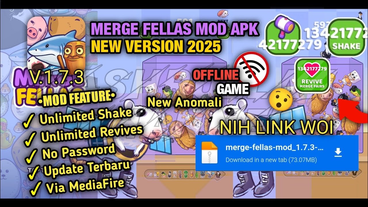 TERBARU‼️Merge Fellas MOD APK TERBARU 2025 V1.7.3 UNLIMITED SHAKE & REVIVES NEW ANOMALI 2025