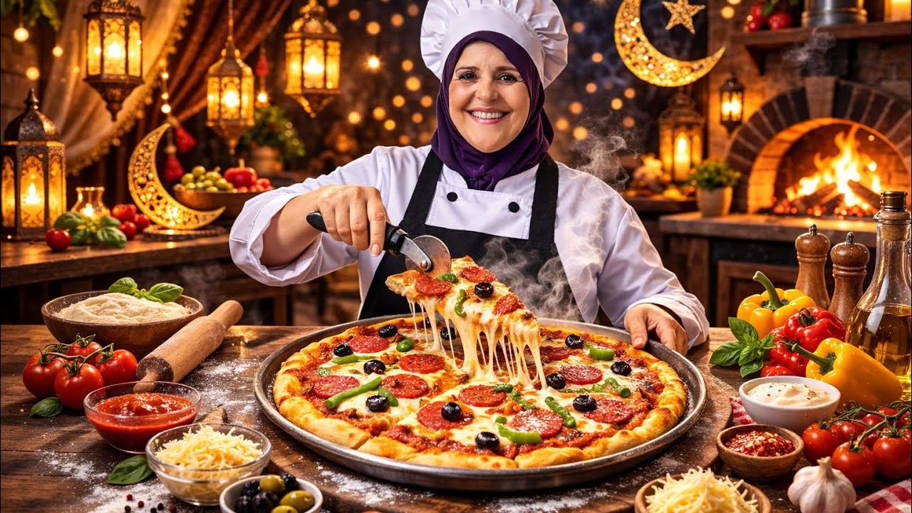 أحلى بيتزا في الفرن بعجينة هشة وطرية | من مطبخ أم حسام #pizza #بيتزا 