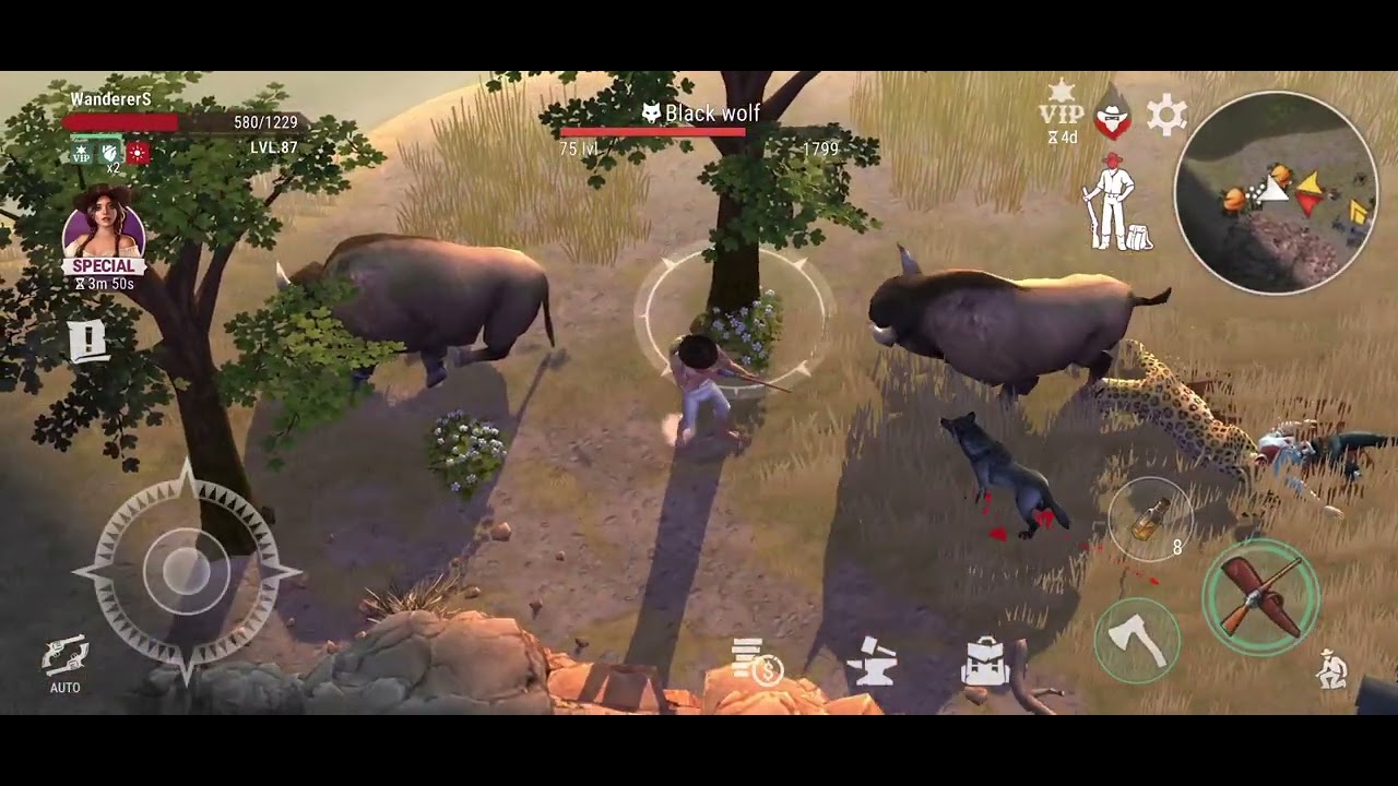 Westland Survival:  hunting American buffaloes and gathering Matricaria chamomilla at Shallow Lake